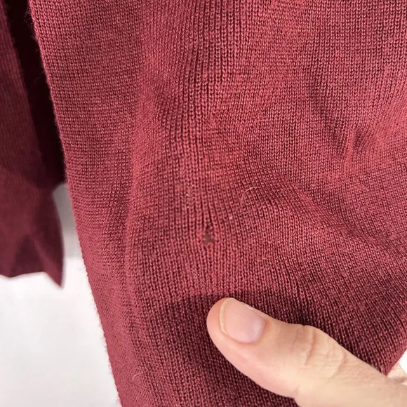 Coldwater Creek Cardigan Women's Petite Small Red Button Wool Blend Hole - Picture 6 of 9